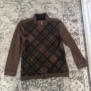 Brown plaid Patterned y2k scene Full-Zip Men's Jacket